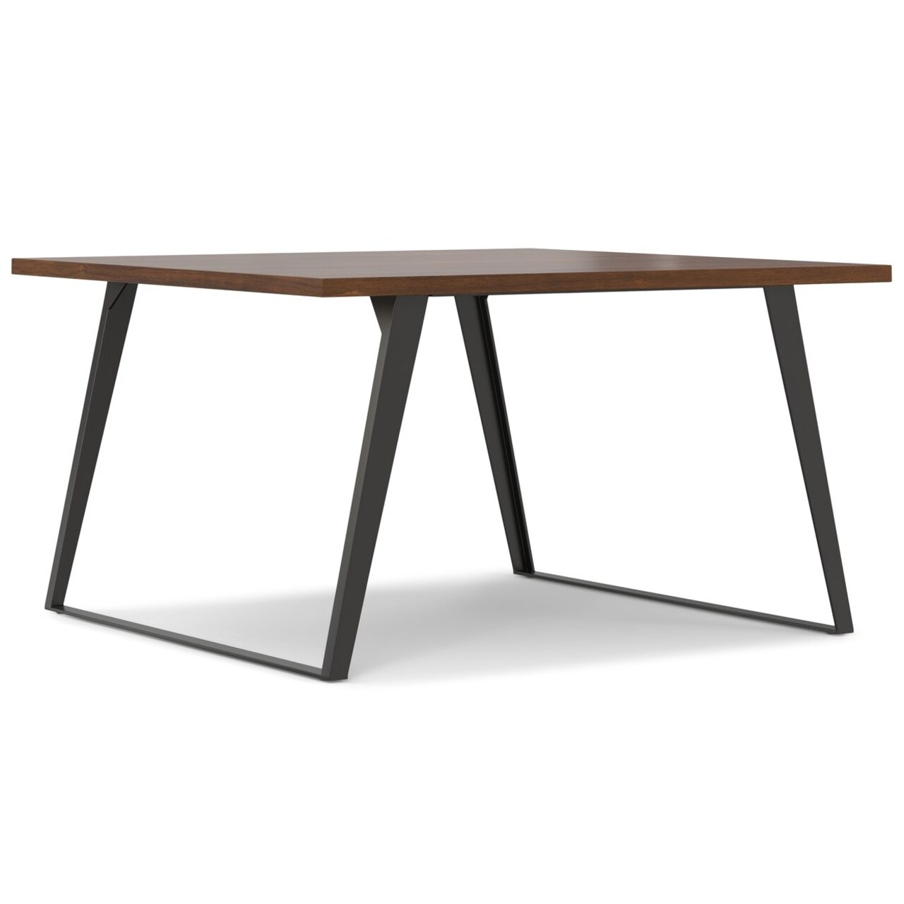 Lowry Square Dining Table Walnut 54 Inch Modern Industrial Design Metal Legs